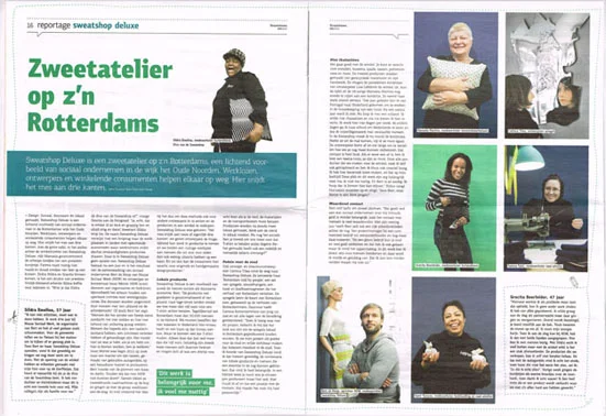The newspaper Straatnieuws form The Hague published this new article about Sweatshop Deluxe and the way it operates. As designer collaborating with Sweatshop Deluxe, the studio has been interviewed about ‘Rotterdam Told by People’ and how this project fits within the philosophy of the social sweatshop. Enjoy your read! 