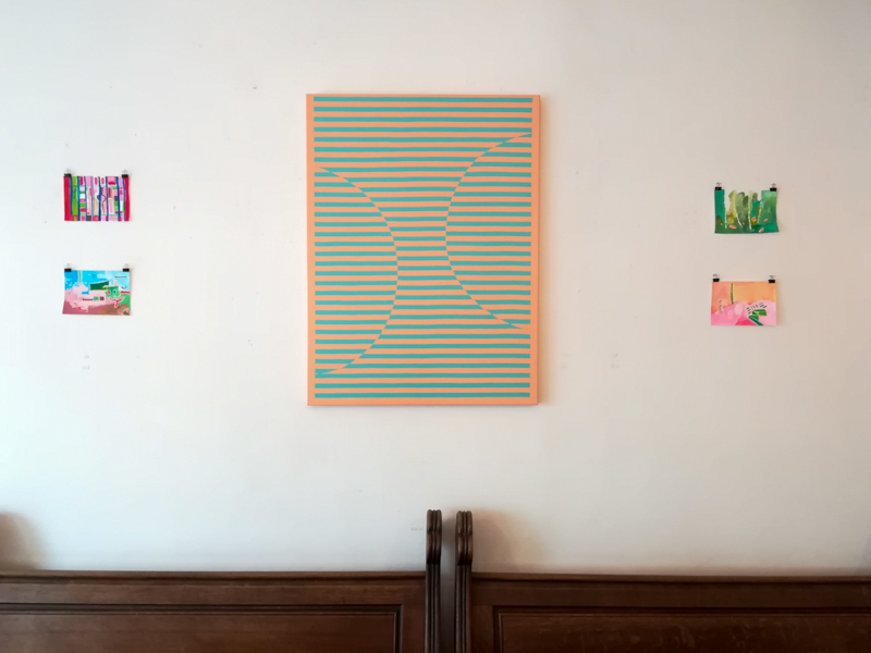 Local artwork display in Little Man Coffee, Cardiff