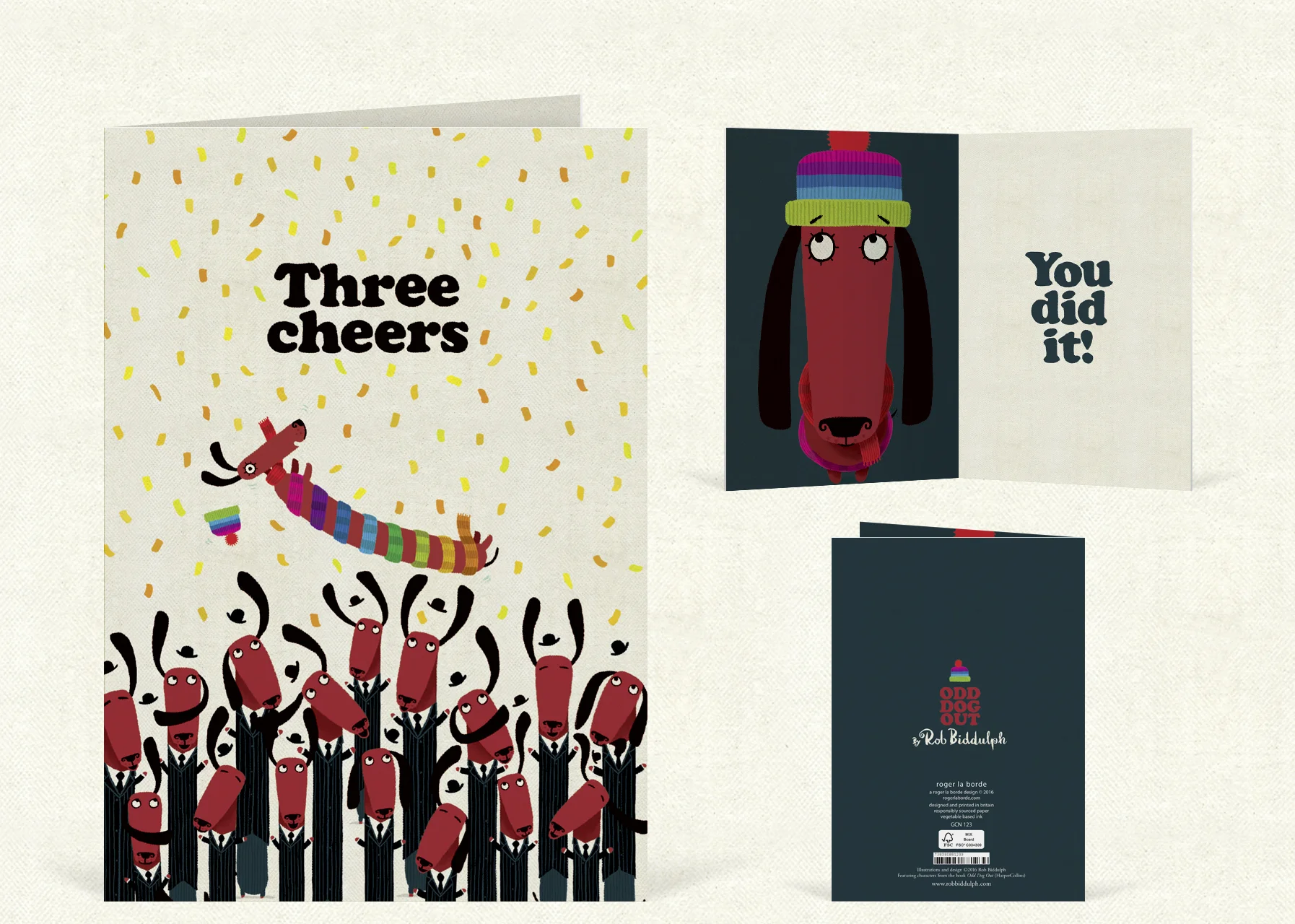 Three Cheers (97mm x 147 mm). Click here to buy.