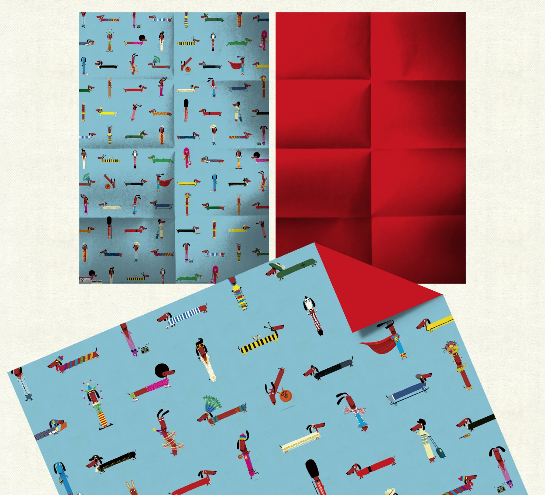 Double-sided Odd Dog Out Christmas wrap. Click here to buy .