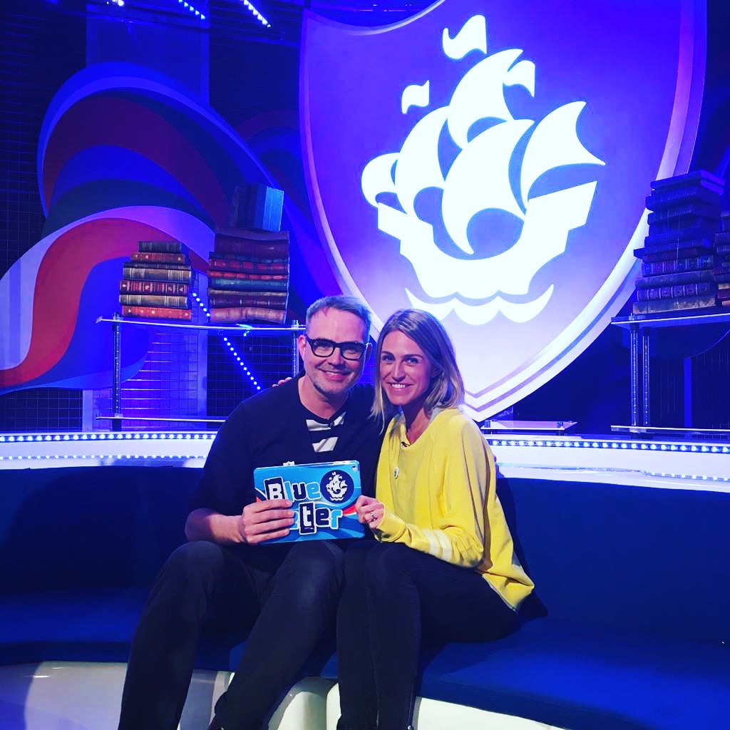 With Abi Elphinstone on the Blue Peter set.