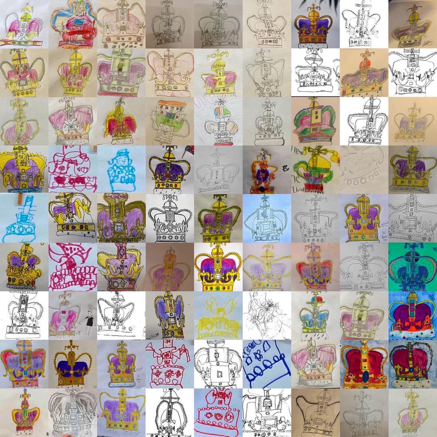 I thought it would be nice to finish the day with this week&rsquo;s #DrawWithRob #coronation GRID. I have been sent thousands of AMAZING drawings of St Edward&rsquo;s Crown over the last week (this is just a random selection) and I want to say a huge