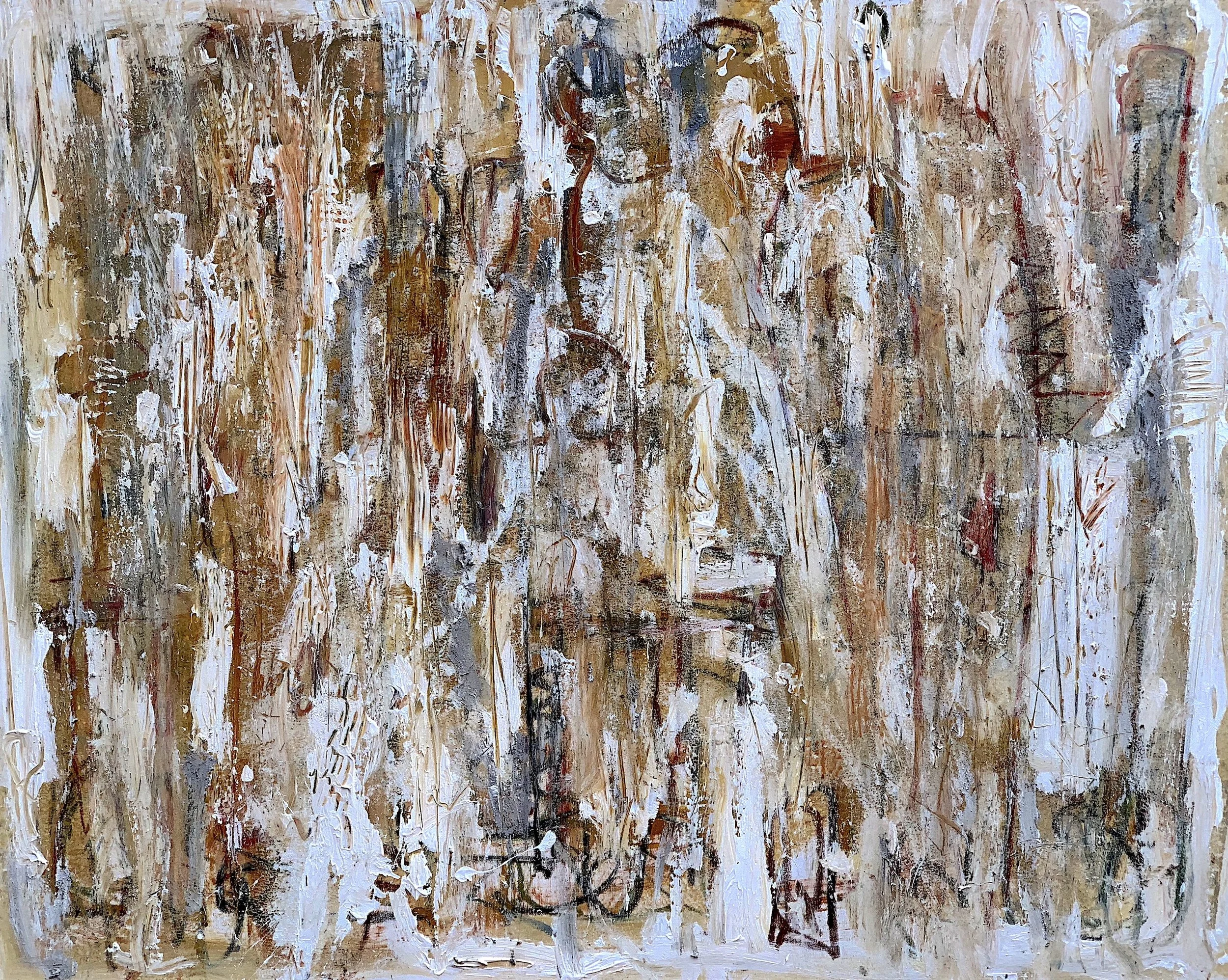 Breaking Ground 48 x 60 acrylic, oil pastel, graphite, sand on canvas