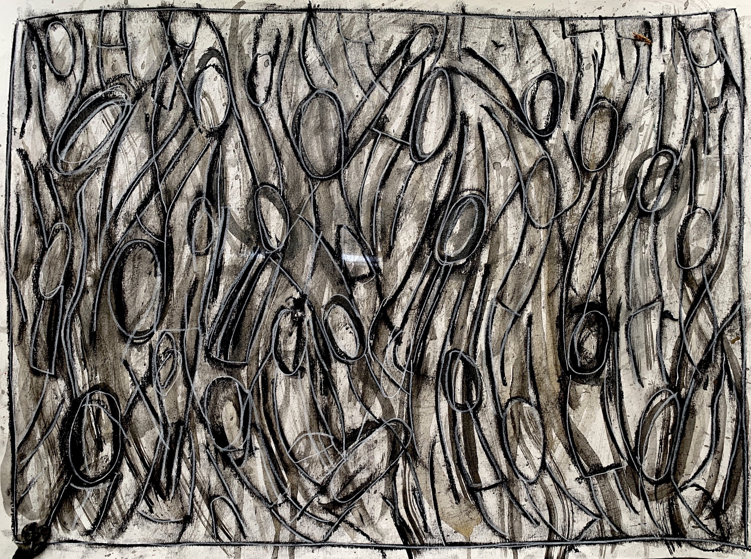 All Rise 26 x 32 acrylic, graphite and charcoal on paper (matted + framed)