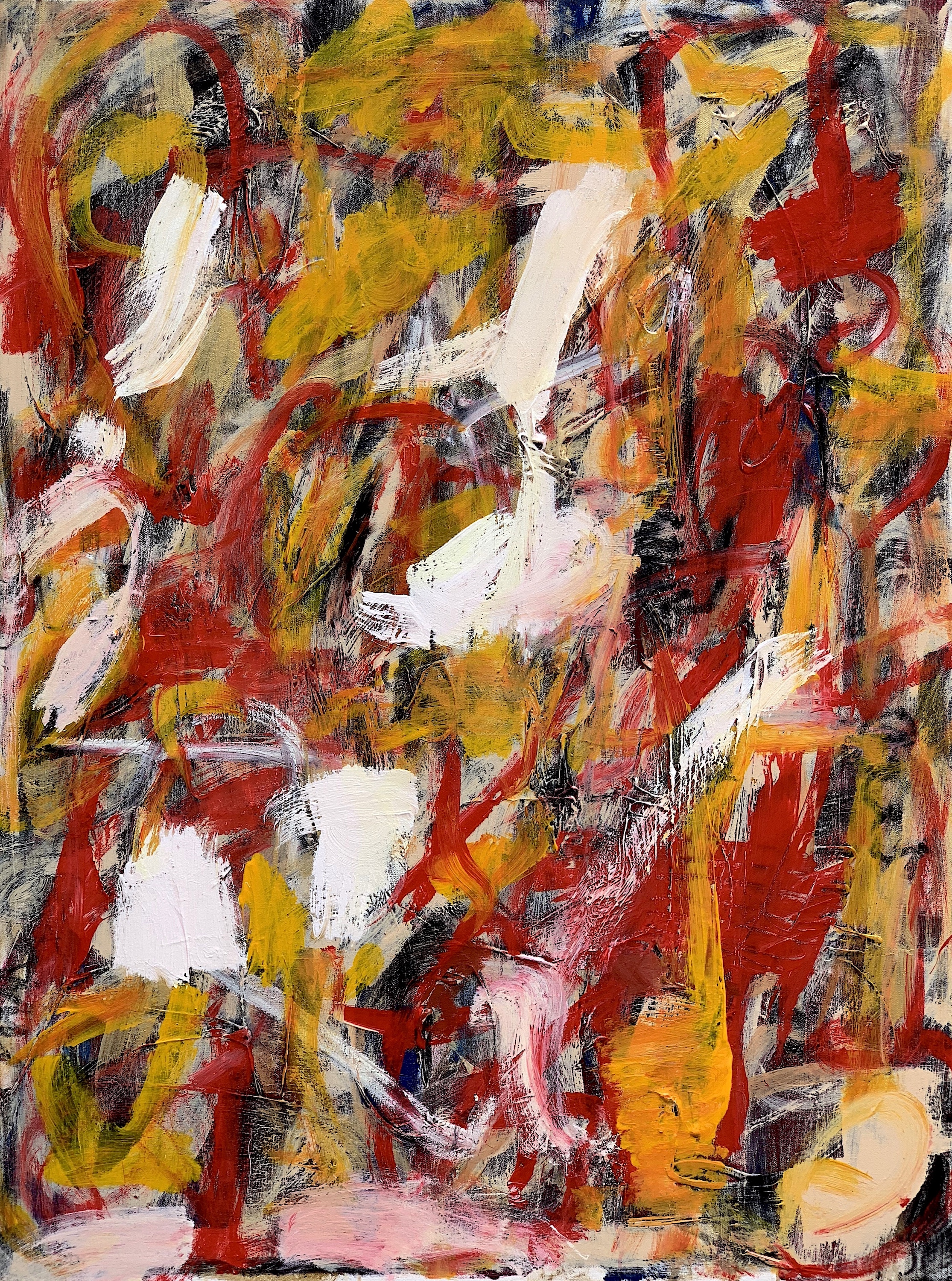 Red Gold 48 x 36 acrylic, oil pastel and graphite on canvas