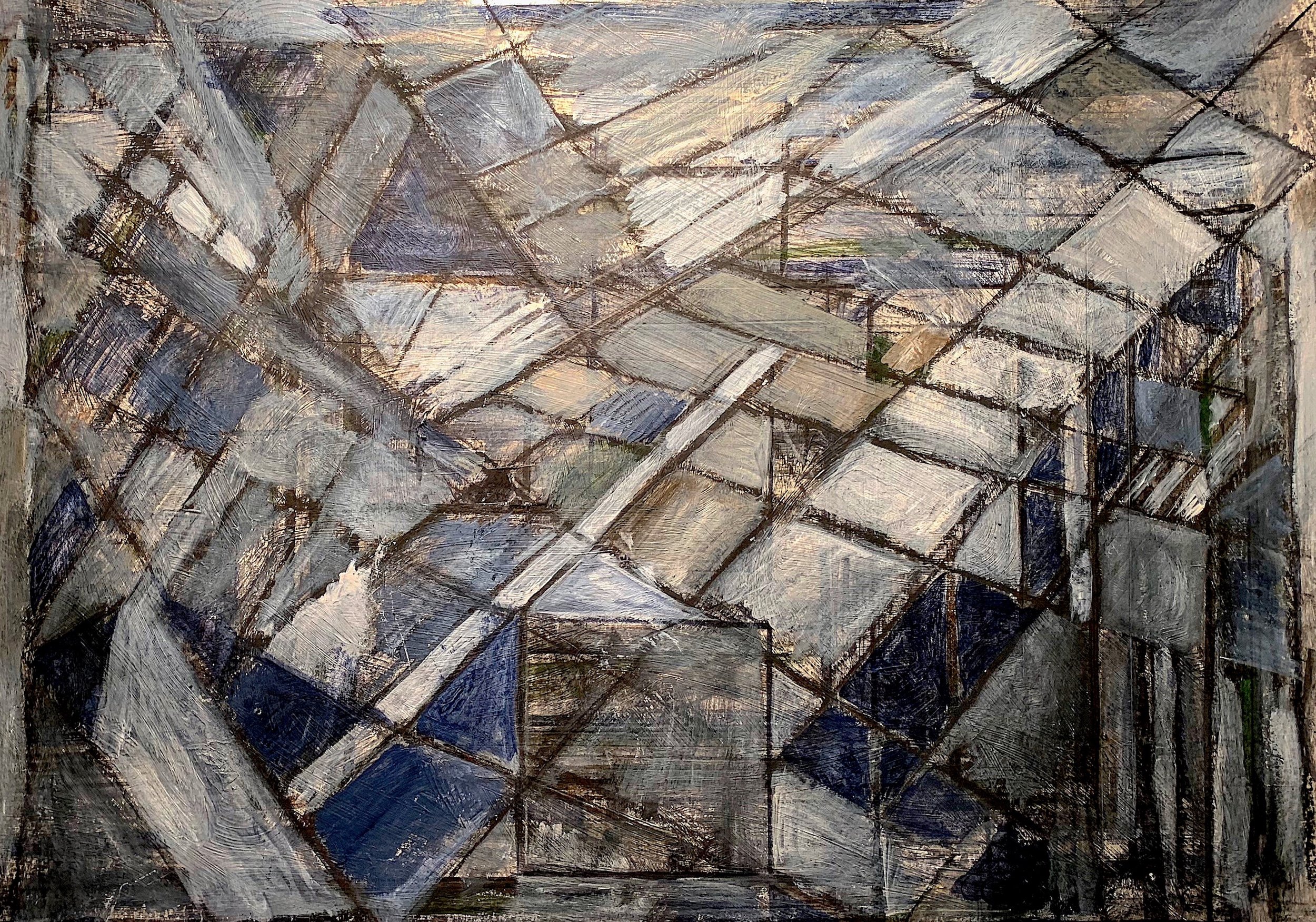 Square One 26 x 32 acrylic, charcoal and graphite on paper (matted + framed)