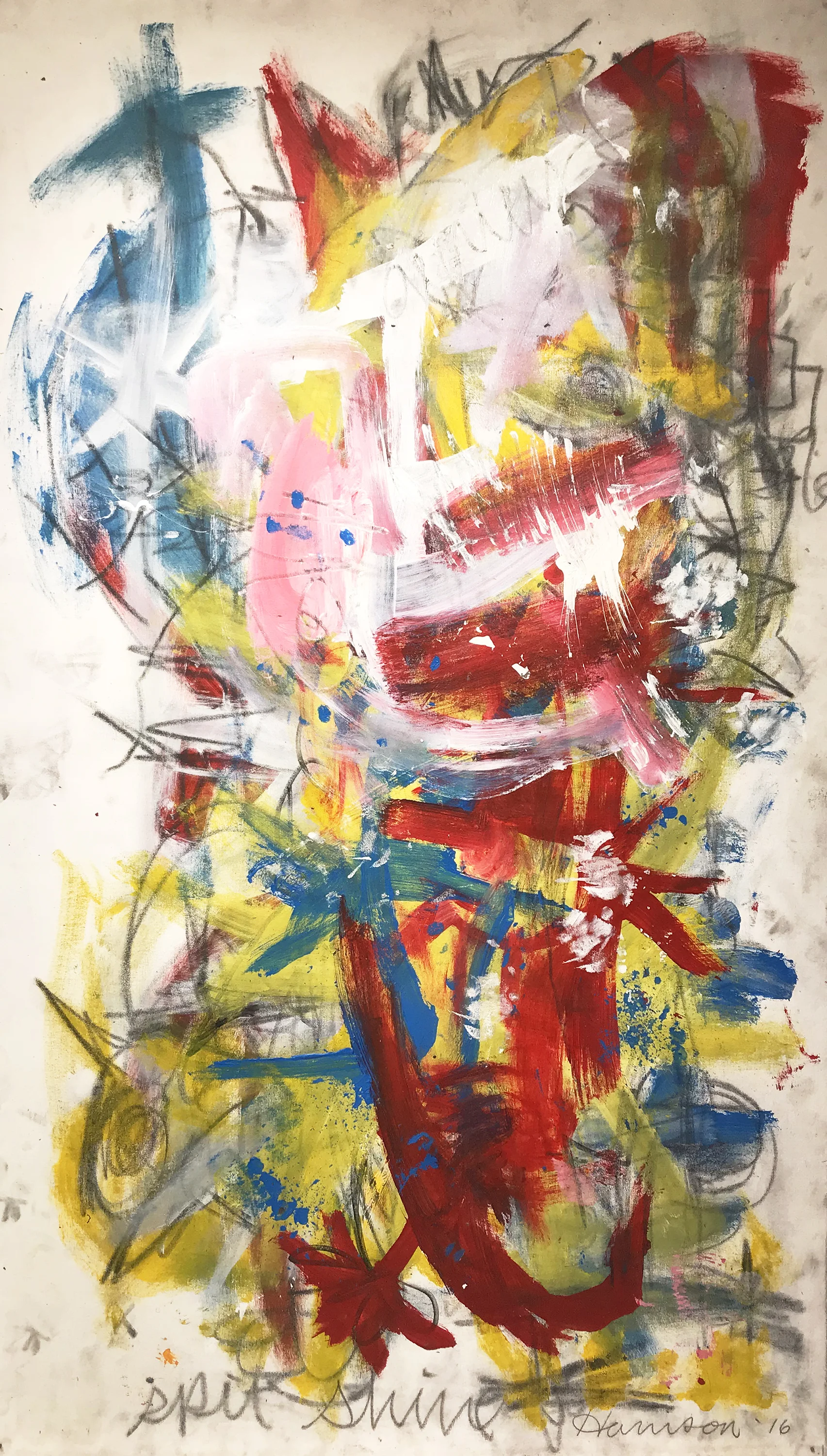 Spitshine Genius 60 x 36 inches acrylic + graphite on un-stretched canvas