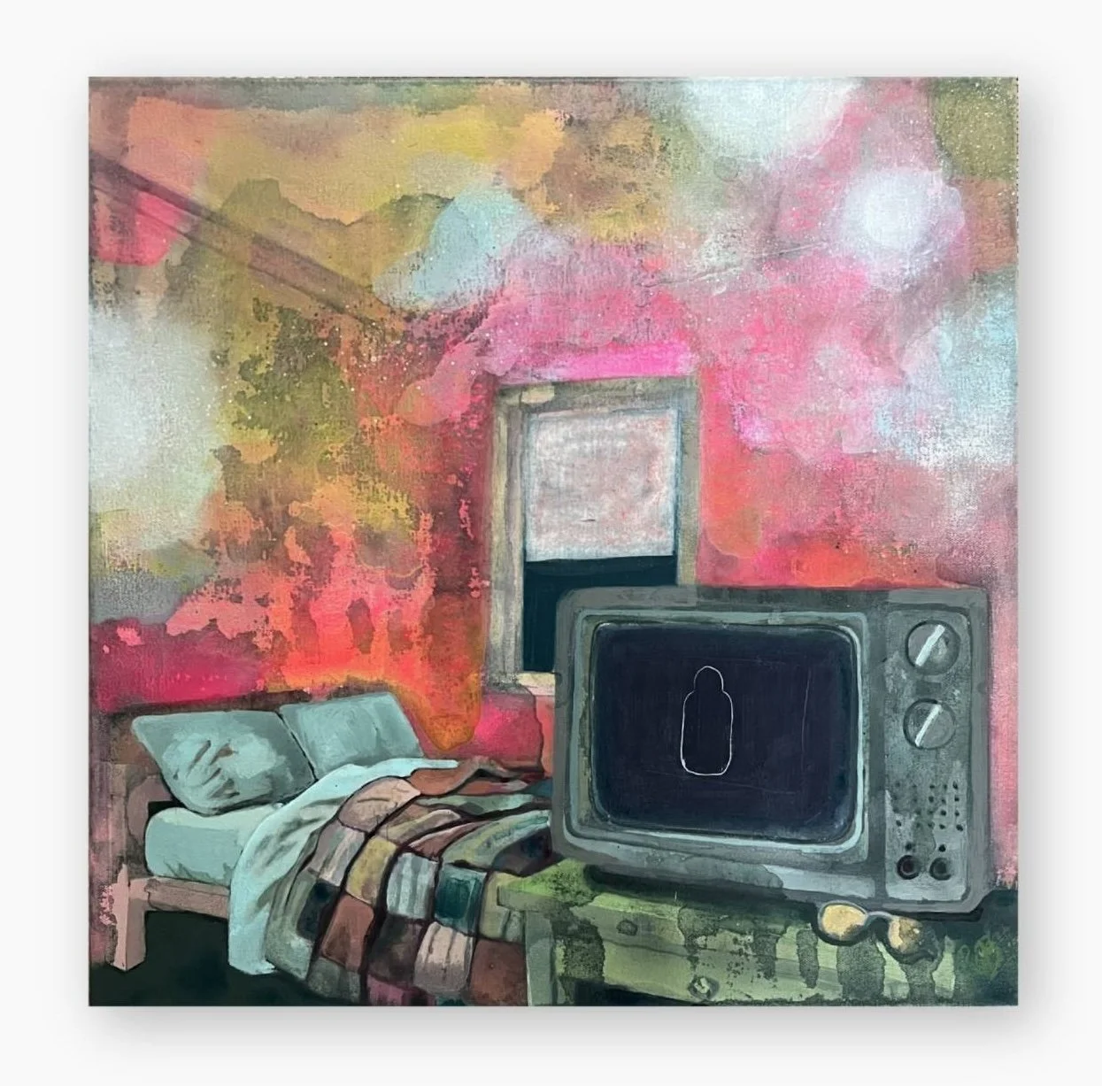 The Only Place You Belong Is In The Moment acrylic wax on canvas 18 x 18 by Ruth Chase.jpg