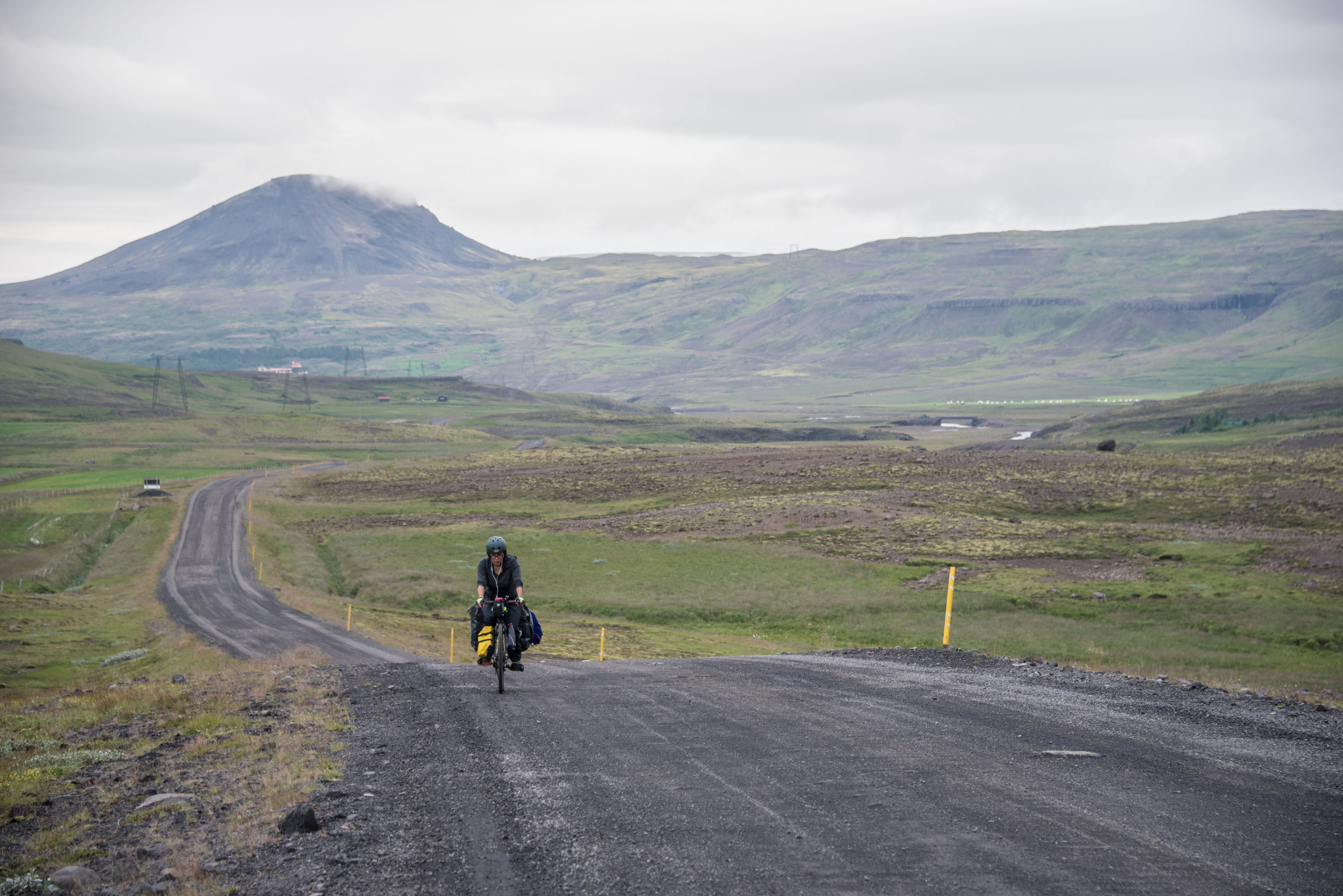 A particularly awful stretch of gravelly, wet, uphill cycling en route to Thingvellir, Iceland.