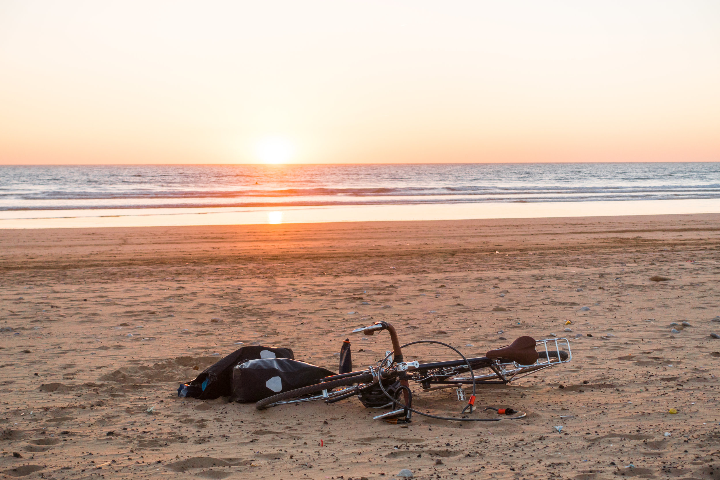Simple living: cycling and camping on the shores of southern Morocco.