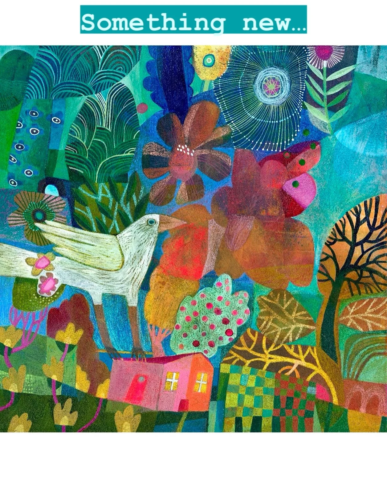Sometime paintings take longer. I loved making this painting over a period of time, it was done quite intuitively and I contemplated taking out the houses. The title is four seasons, it is 70x70cm (28”x28”) acrylic a d mixed media on canv