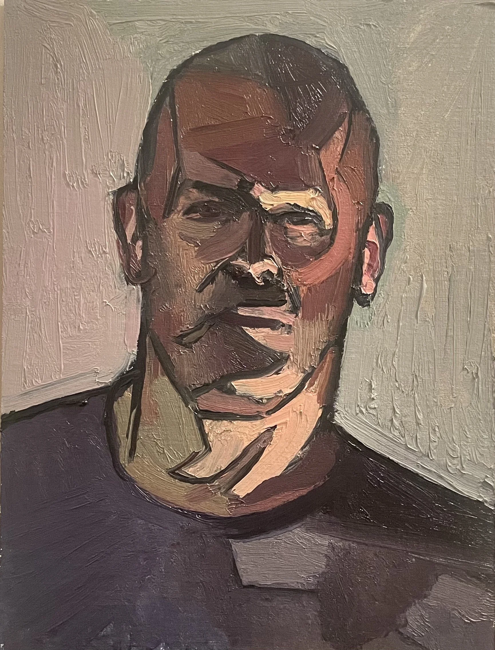 Self Portrait With Blue Shirt  9x12"  2021