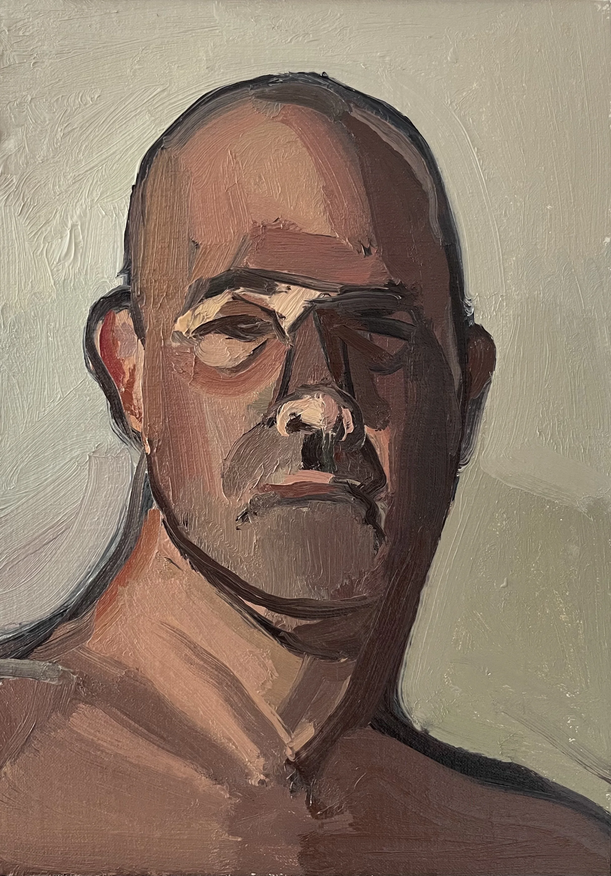 Self Portrait With No Shirt  8x12"  2021