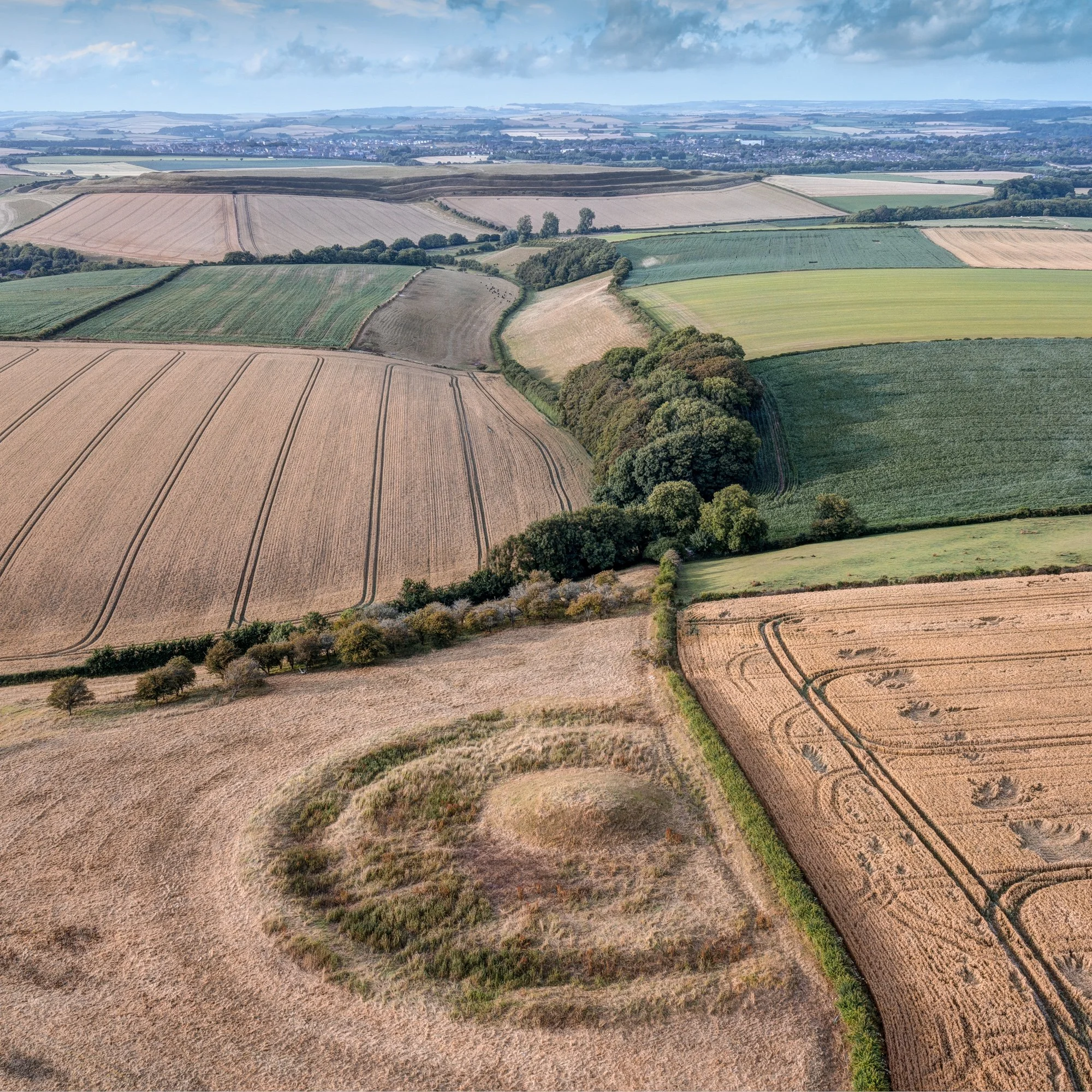 Upwey Barrow, with Maiden Castle in background