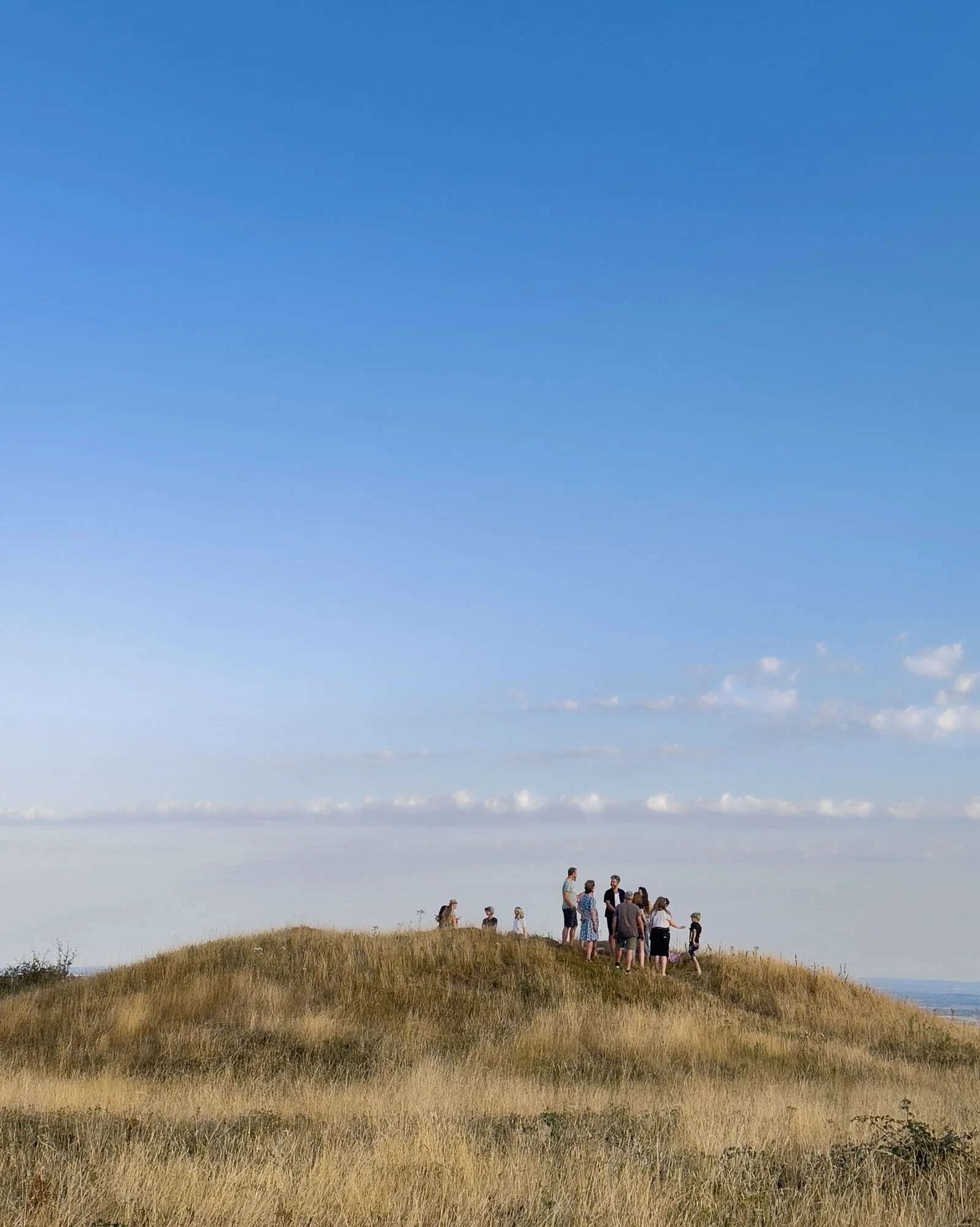 Awaiting the eclipse on Westbury Beacon, Mendip Hills