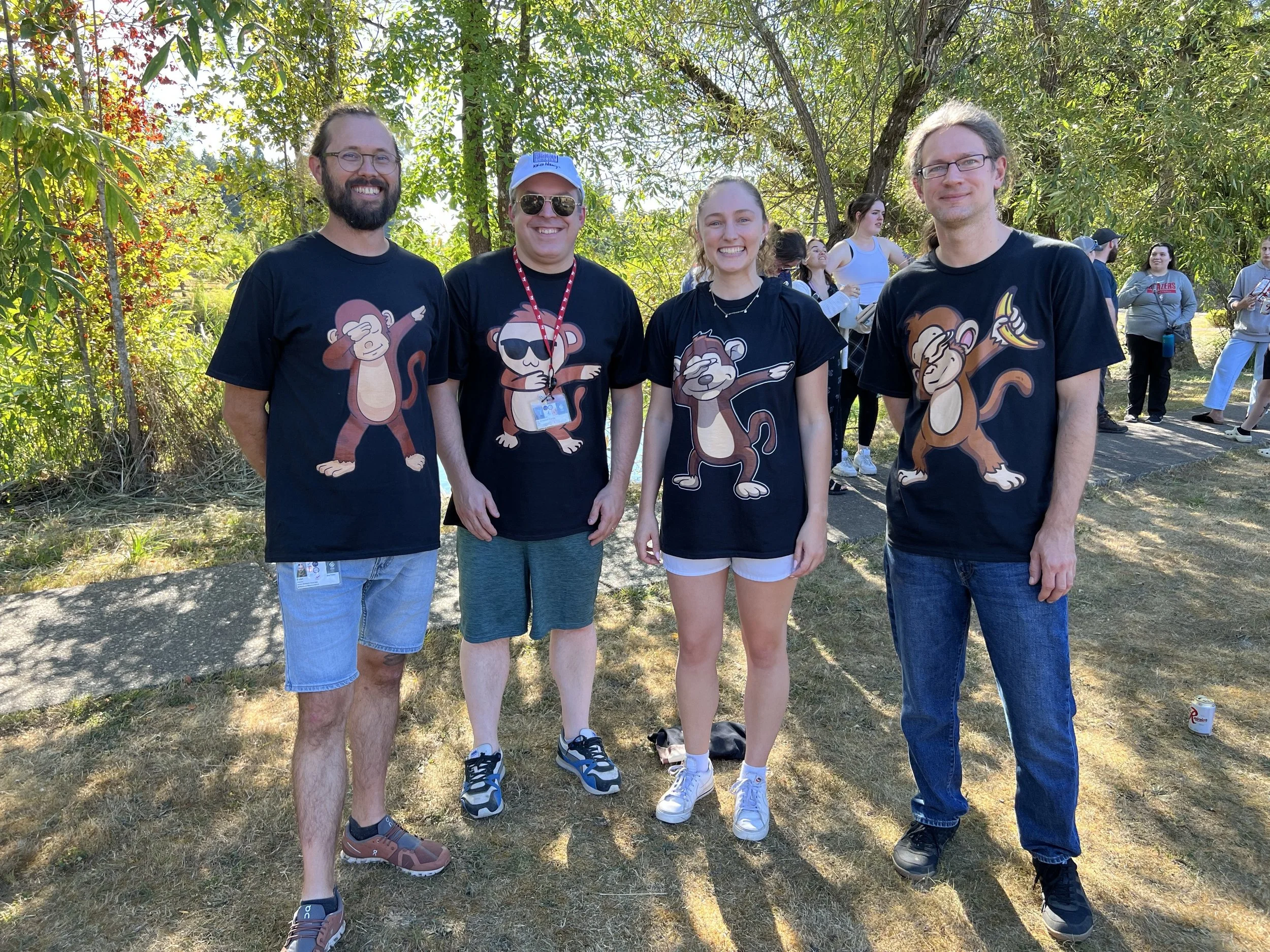 Dabbing monkeys after the annual ONPRC volleyball tournament.