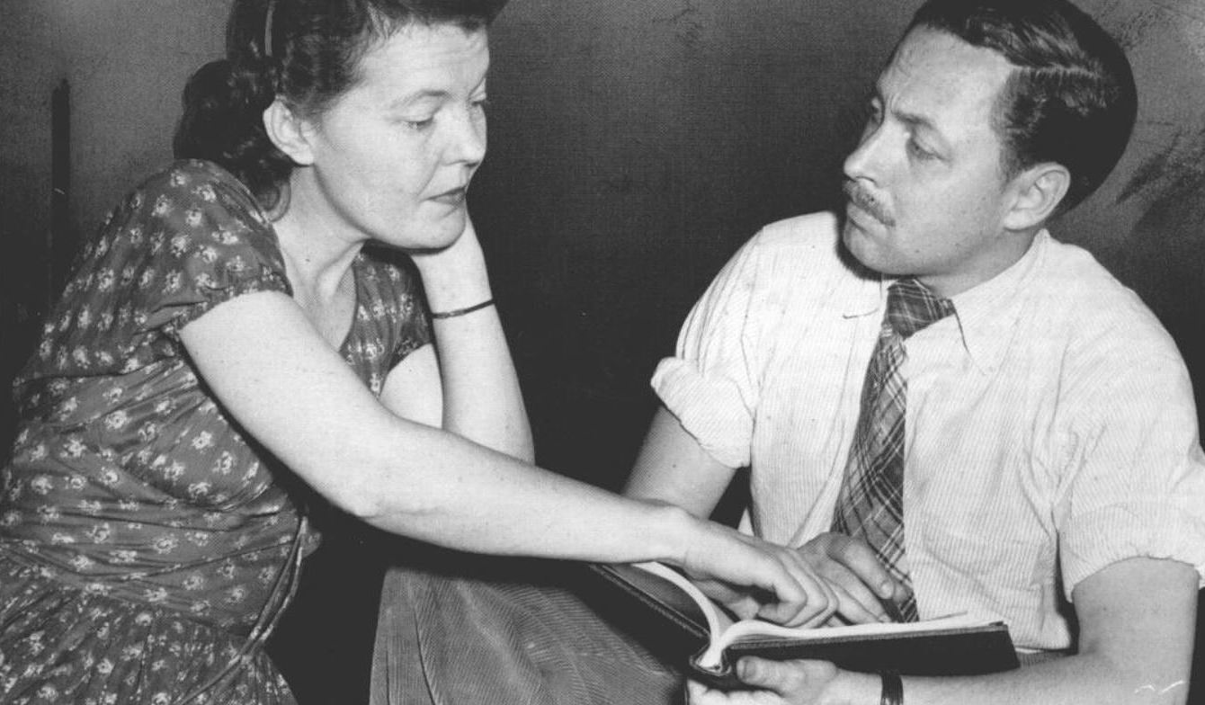 Margo and Tennessee working on the Broadway production of Summer and Smoke (also directed by Margo)