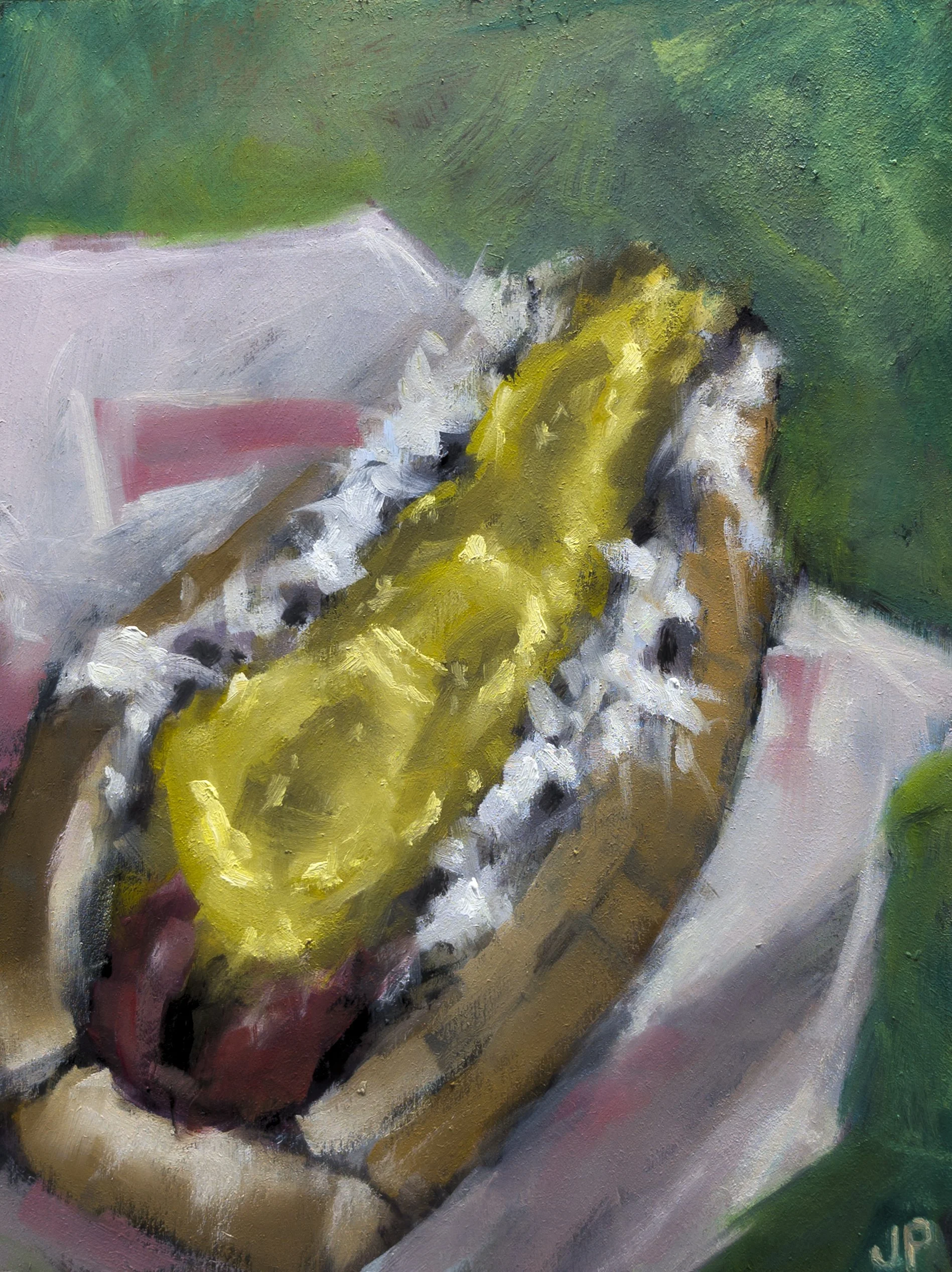 mustard and sauerkraut hotdog