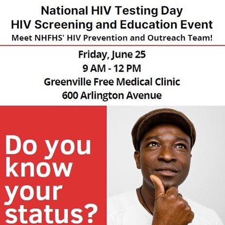 Mark your calendars for this community event this Friday June 25th from 9-12!  After your HIV screening, you can also receive a Covid-19 vaccine.  These services are FREE to anyone 18 and older!