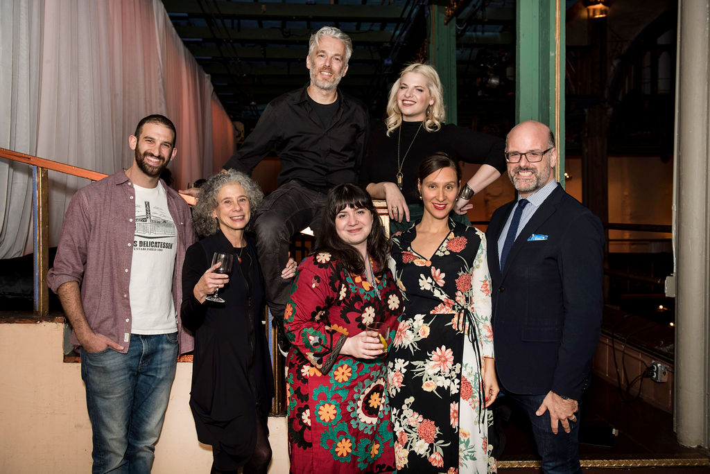 Storytellers (from left to right): Jake Dell, Darra Goldstein, Lior Lev Sercarz, Zoe Kanan, Jordana Rothman, with Naama Shefi, Executive Director of the Jewish Food Society and our host for the evening Mitchell Davis. Photo by Liz Clayman.
