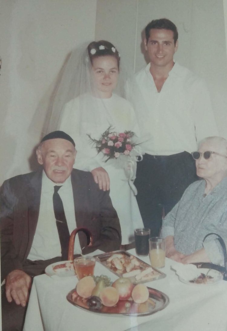 Karni and David at their wedding with Ya’akov and Leah, 1969.