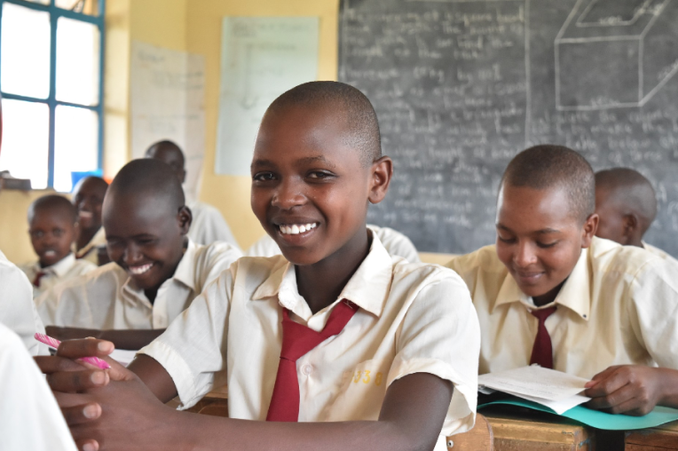 Girls enjoy their time in the classroom