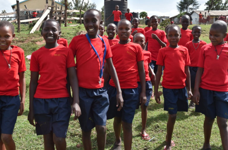Girls enjoy the outdoors at our campus in Enoosaen