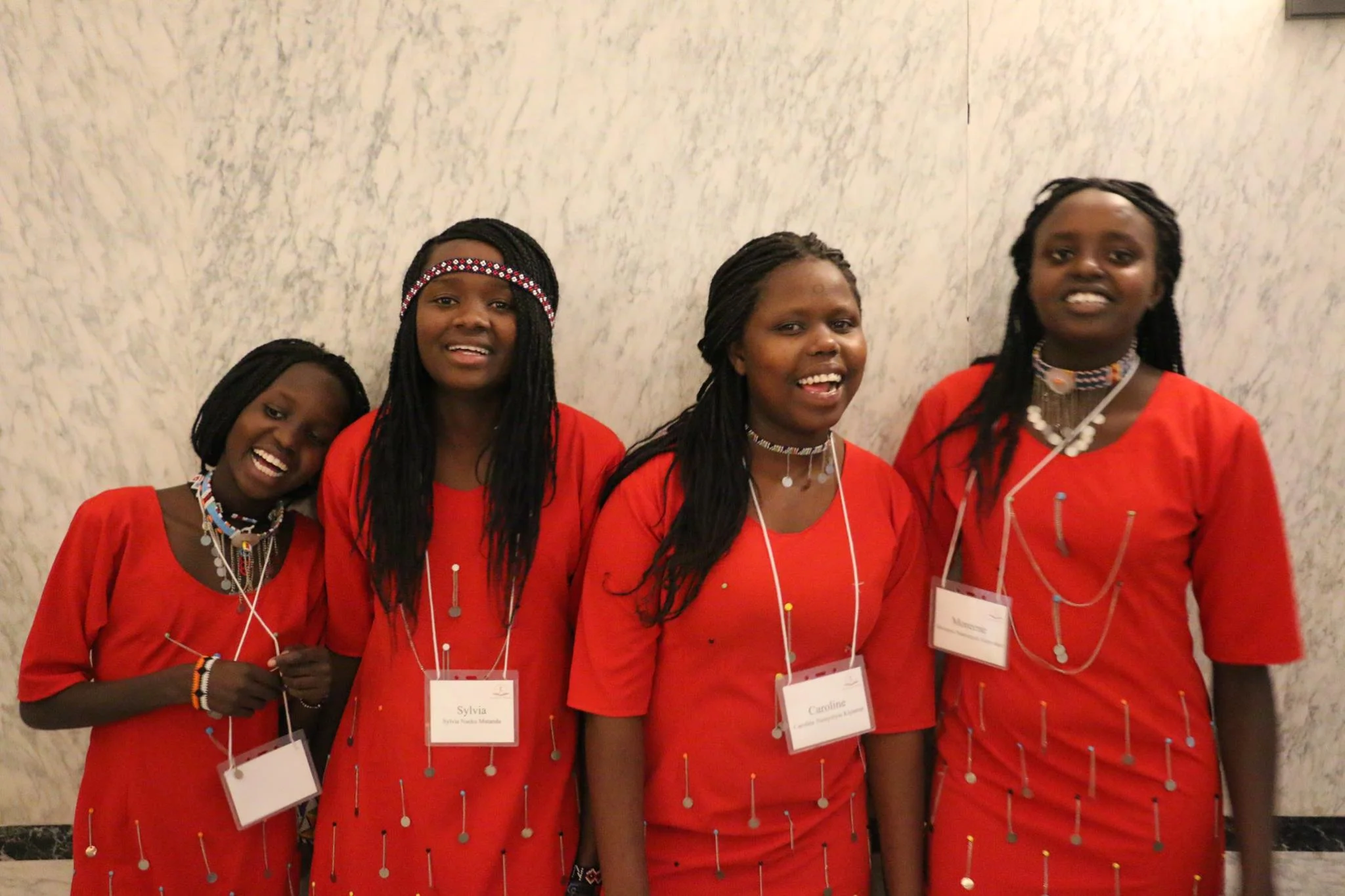The girls enjoying the reception in their honor at the National Geographic Society.
