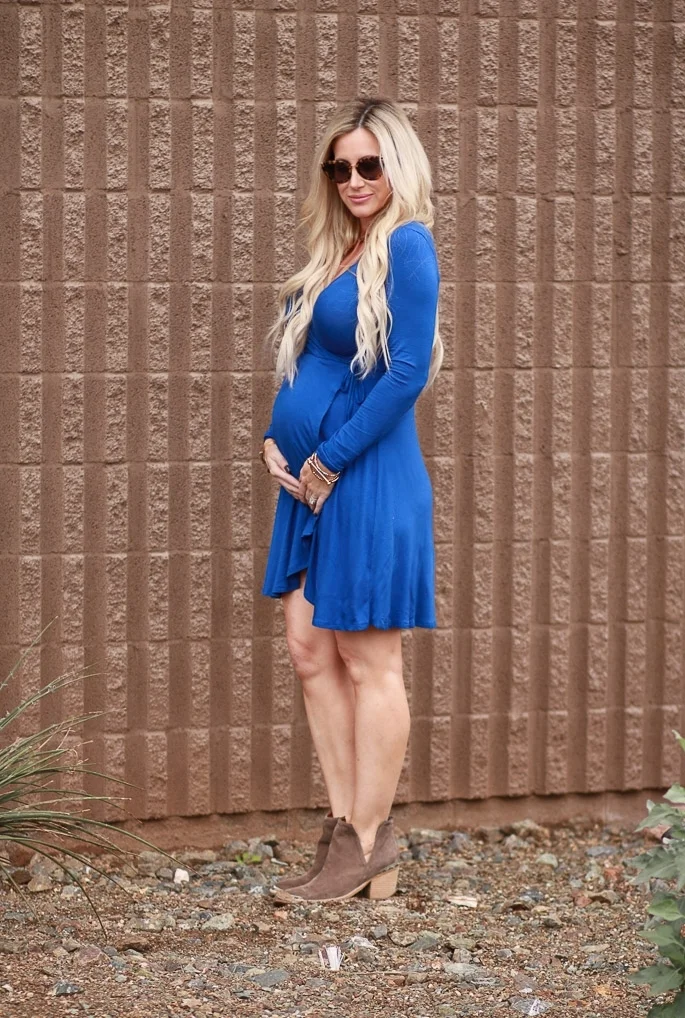 Live Love Blank www.liveloveblank.com Autumn & Eve Maternity Dress Royal Blue Nursing Wrap Dress 31 Weeks Pregnant Pregnancy Bump Cute Maternity Dresses Clothes Dress That Has More Than One Life