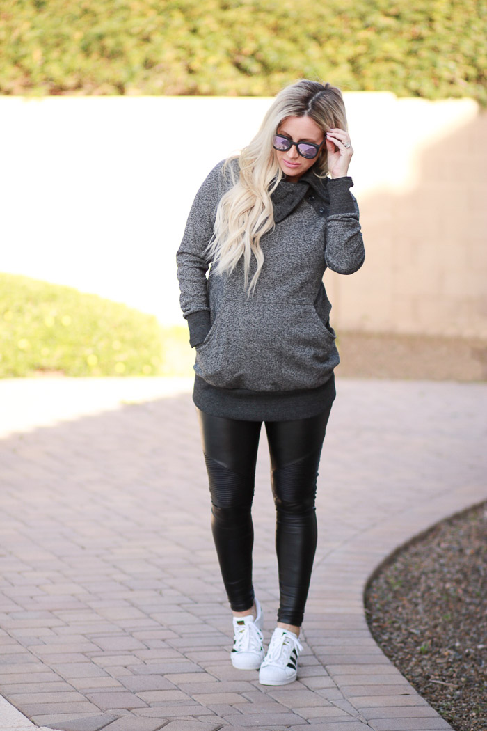 How to Style Faux Leather Maternity Leggings — Live Love Blank
