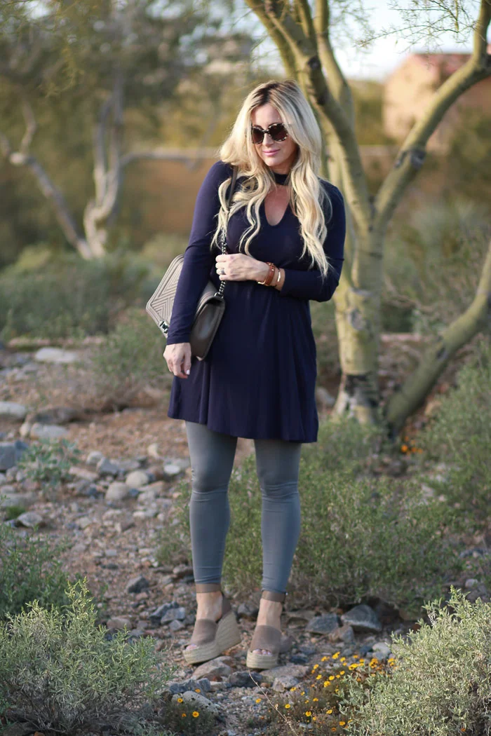 How to Style Faux Leather Maternity Leggings featured by top US fashion blog, Live Love Blank