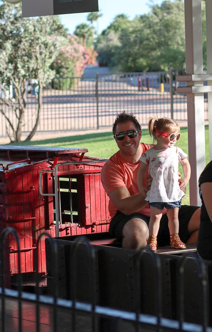 All smiles for the train with her daddy! Seriously the cutest ride ever!!