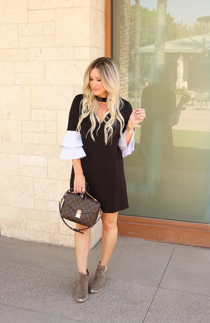 Live Love Blank The Perfect Everyday Dress with Striped Poplin Ruffled Sleeves For Under $50