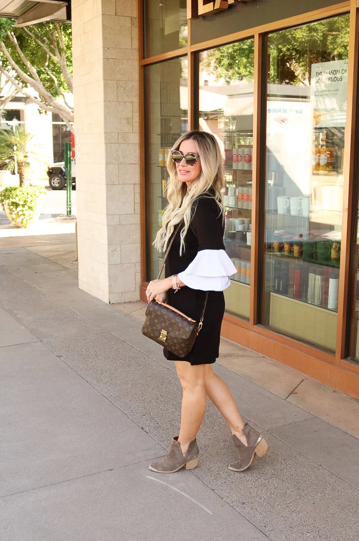 Live Love Blank The Perfect Everyday Dress with Striped Poplin Ruffled Sleeves For Under $50