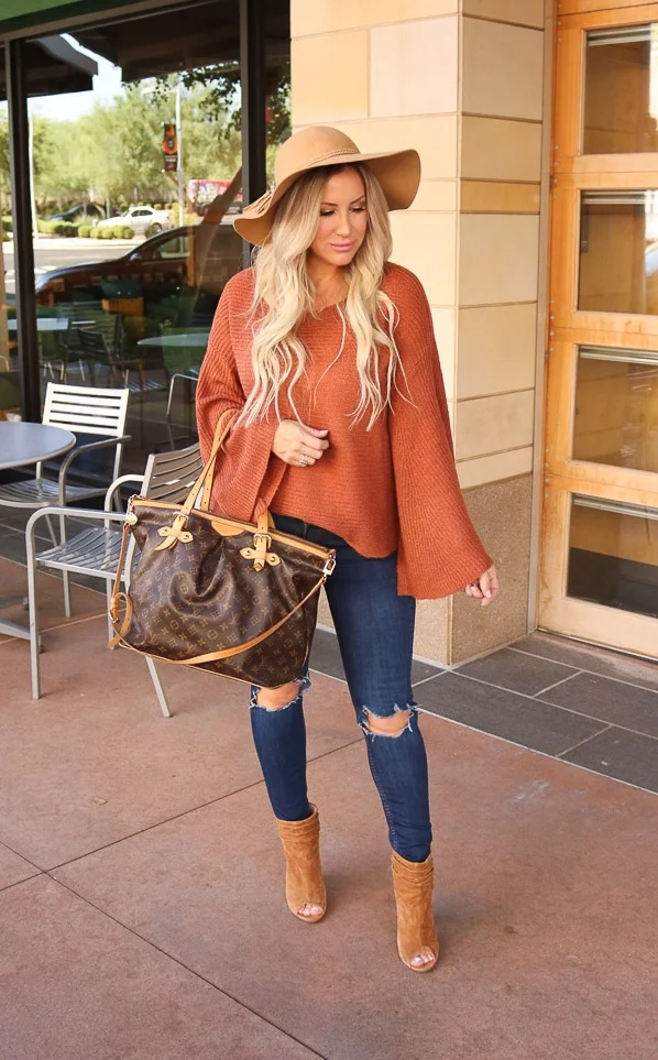 Fall Style: Rustic Brown Bell Sleeve Cozy Sweater