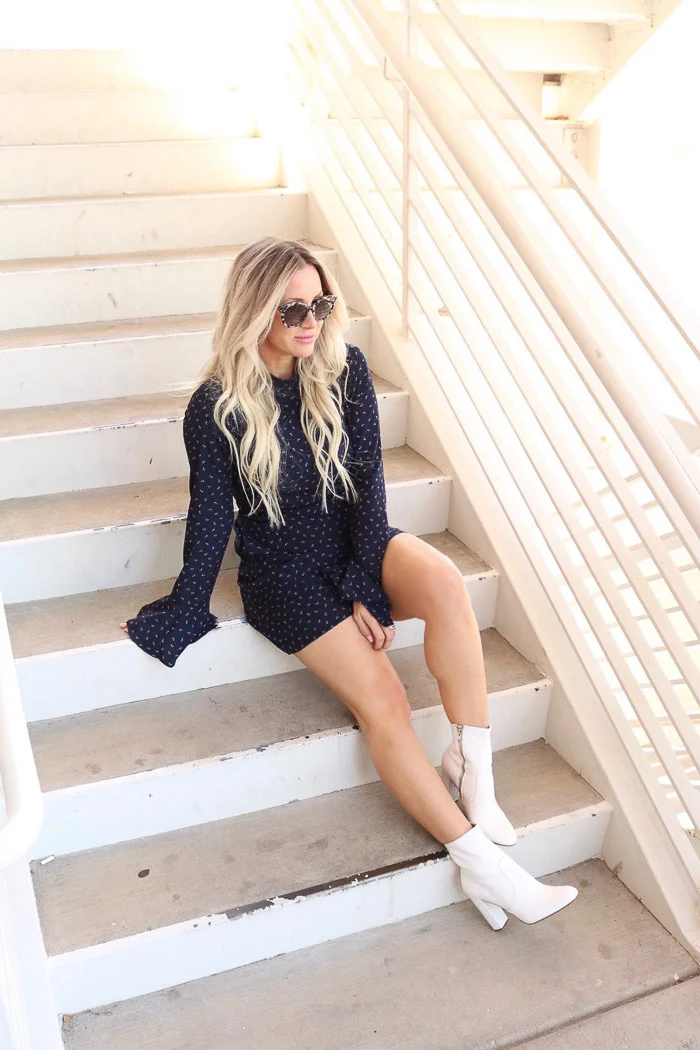 Live Love Blank White Boot Trend with a Flattering Navy Mini