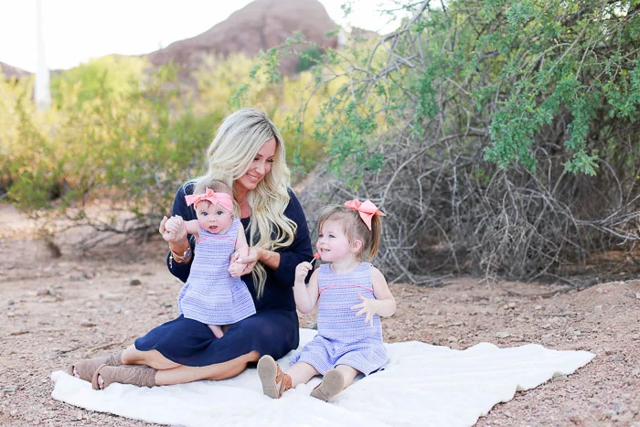 Live Love Blank Mother and Two Daughters Photos Matching Janie and Jack dresses