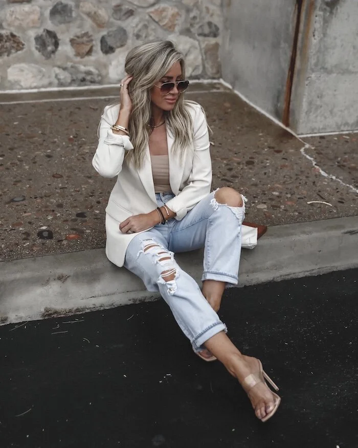 Styling a Cream Boyfriend Blazer Two Ways — Live Love Blank