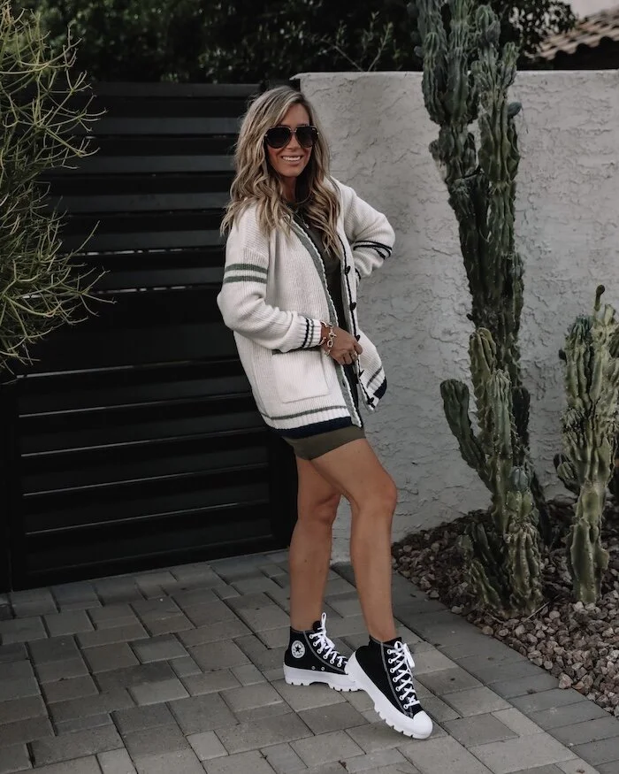 Nordstrom tipps varsity cardigan sweater styled by top Scottsdale fashion blogger, Live Love Blank