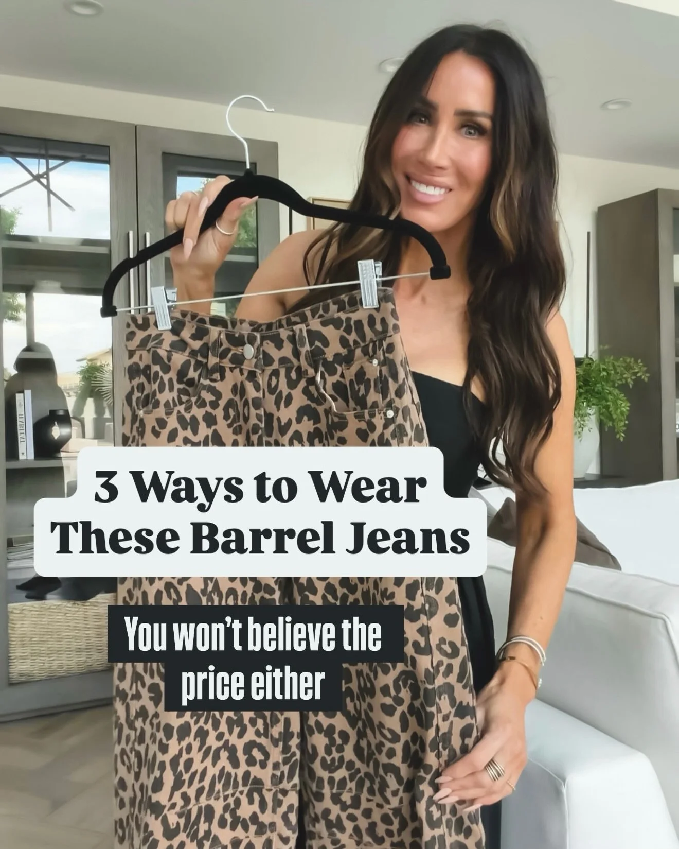 💫Leopard barrel jeans&hellip;yes please! They also come jn solids, and are incredibly comfy and easy to wear! Perfect for summer☀️ and a steal of a deal! I bought a sz small but wish I did the xs. 

🤎Comment YES PLEASE to receive a link to shop🤎
(
