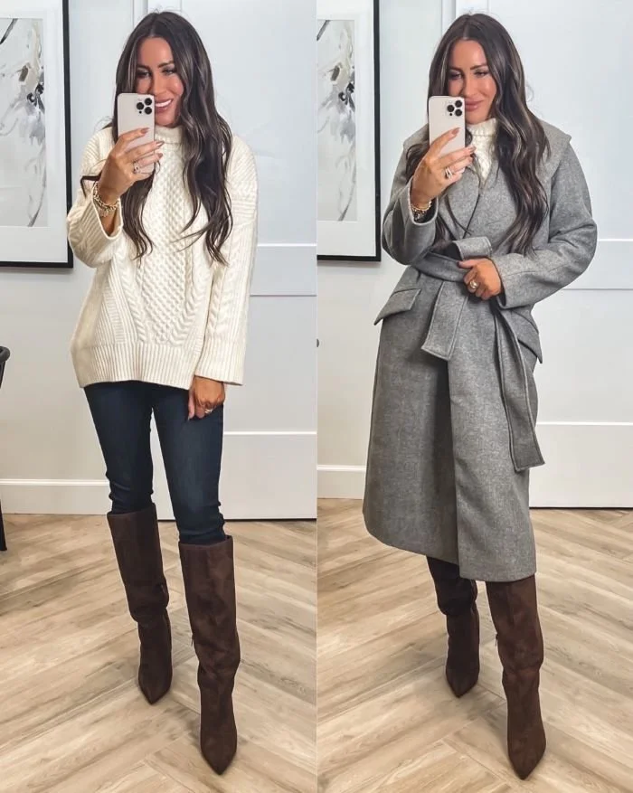 Express Outfits On Sale, Knee High Boots, Split Front Hem Jeans, Winter OOTD, Busy Mom OOTD, LiveLoveBlank, Fashion Blogger, Turtleneck Sweater