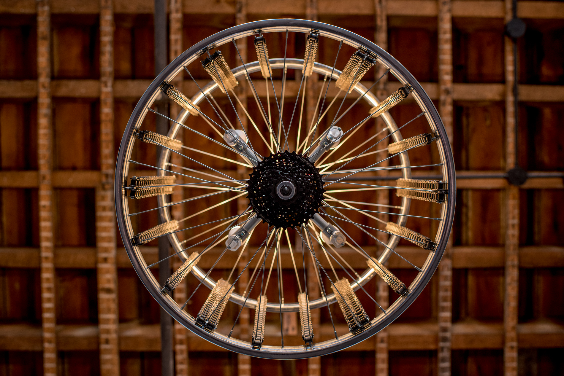 Bicycle Rim Chandelier