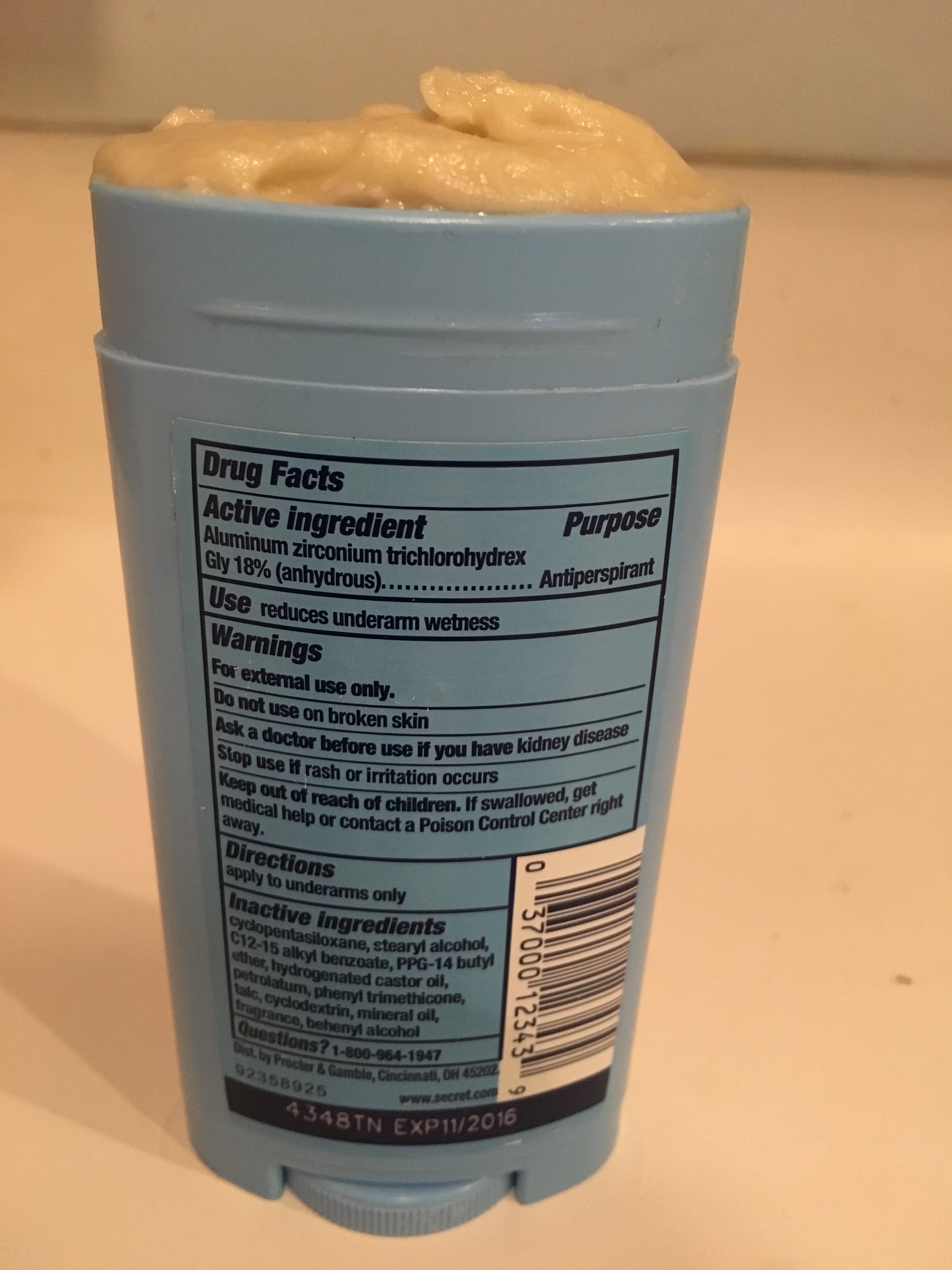 Secret Invisible Solid deodorant ingredients