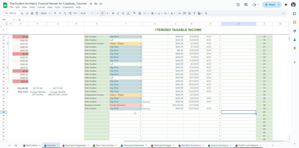 How to Log Income in the Finance Planner for Creatives — THE STUDENT ...