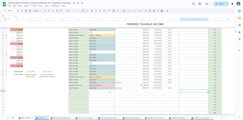 Entering Income How to Log Income in the Finance Planner for Creatives — THE STUDENT ...