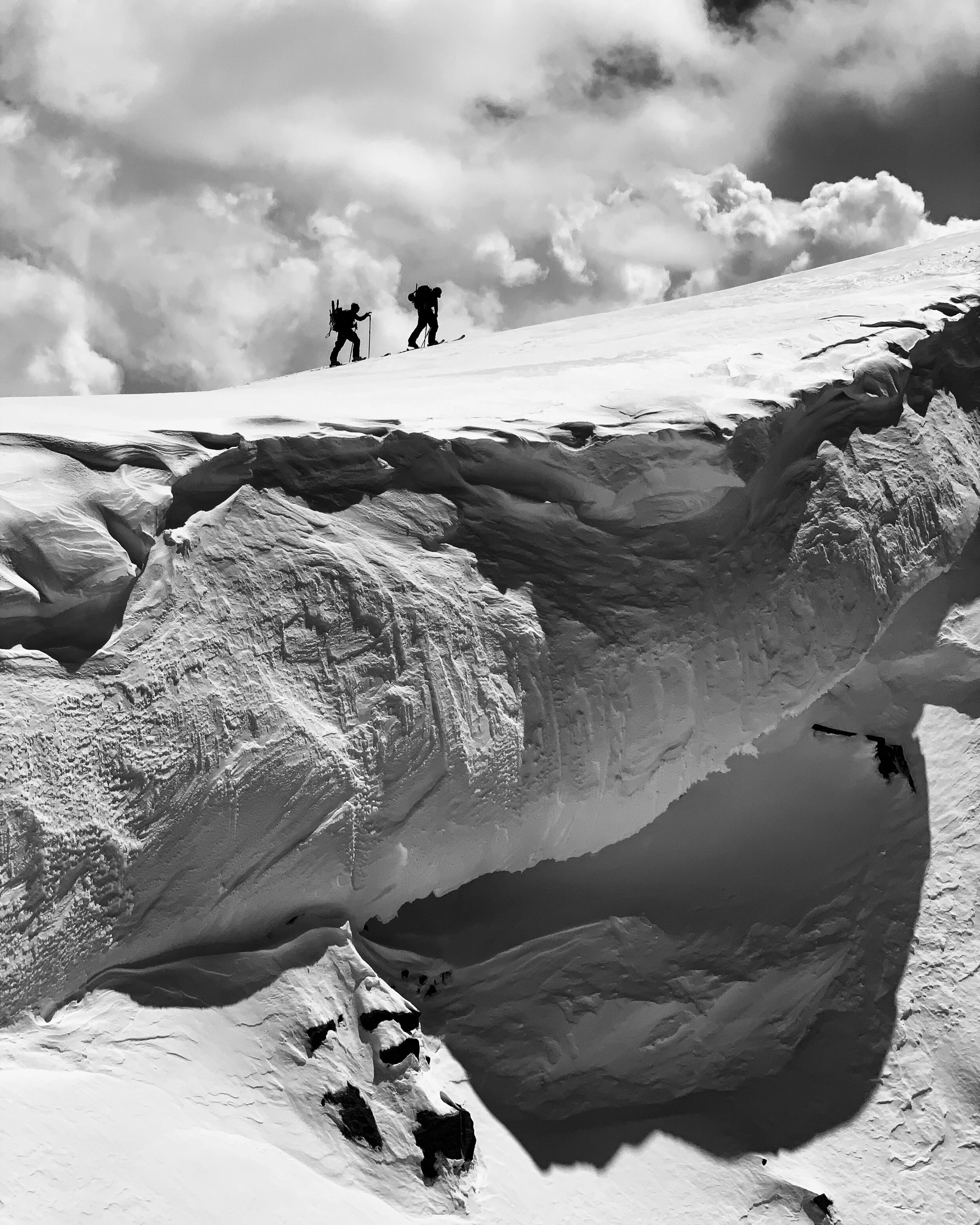 Photographer Jeff Fox and Jeff on their way to their angle to capture Jeremy Jones' line in the Eastern Sierra for "Fire on the Mountain" 2019 Photo: Chris Benchetler  