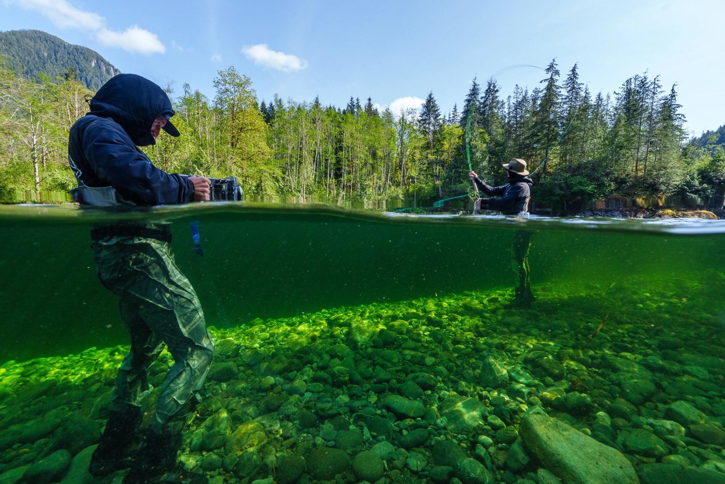 Jeff shooting Peter Benchetler for the final scene of "Mountains of the Moon". Tofino, British Columbia. Photo: Ben Moon 2025