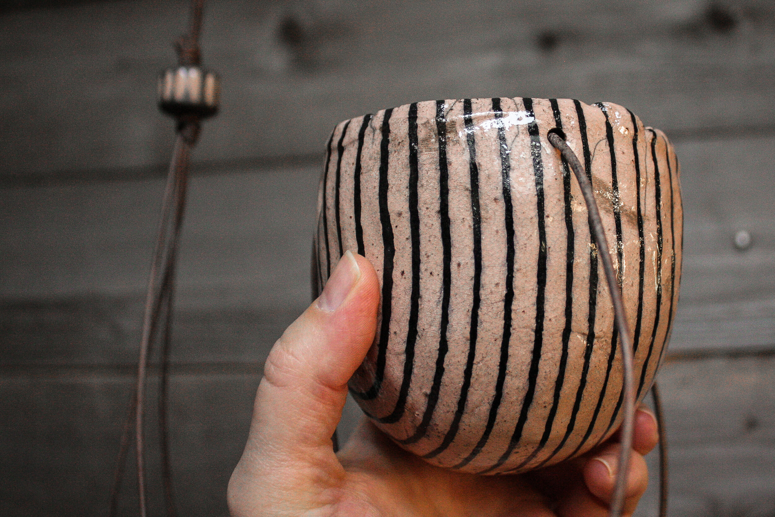 Raku Hanging Planter