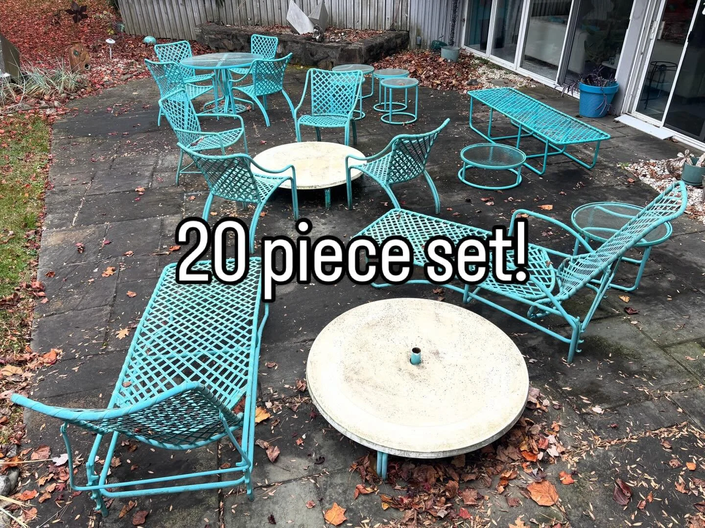 20 piece patio set!  Rare bench and several hard to find low tables!  Tamiami  for Brown Jordan! #brownjordanfurniture #brownjordantamiami #design #mudcenturymodern #patio #patiofurniture #modemodernephilly