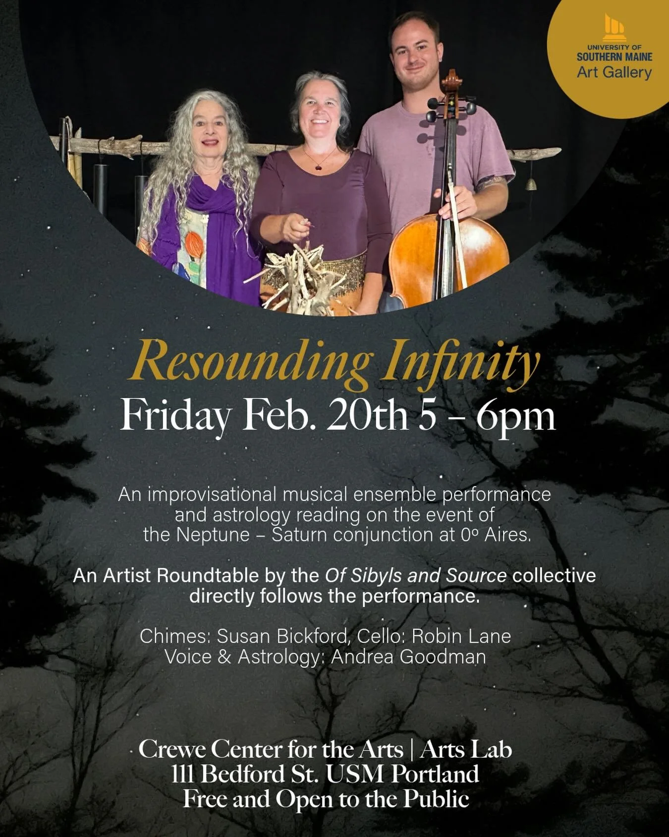 I&rsquo;m delighted to announce that I will be performing with @susan.bickford &amp; @andreagoodman_rubythroated this Thursday at the @osherschoolofmusic ! 

Join us on Friday, February 20th at the Crewe Center for the Arts&rsquo; Arts Lab for an eve